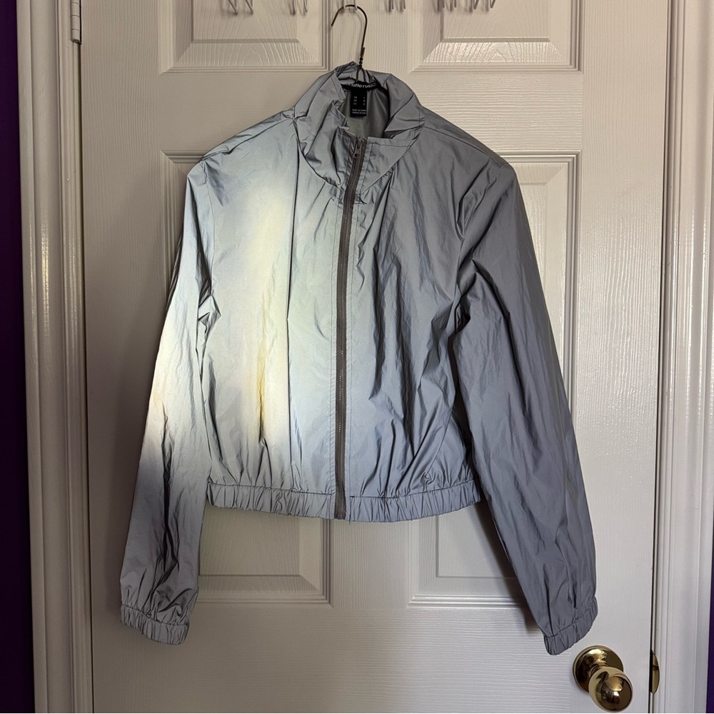 Charlotte Russe Reflective Zip Front Windbreaker